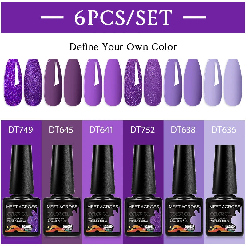 6-Color UV LED Gel Polish Set - Semi-Permanent Nail Art Kit