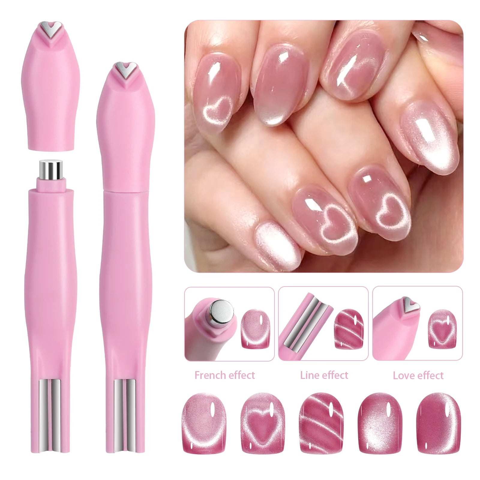 3-in-1 Cat-Eye Magnet Tool – Love, Snake & French Pattern for Gel Polish
