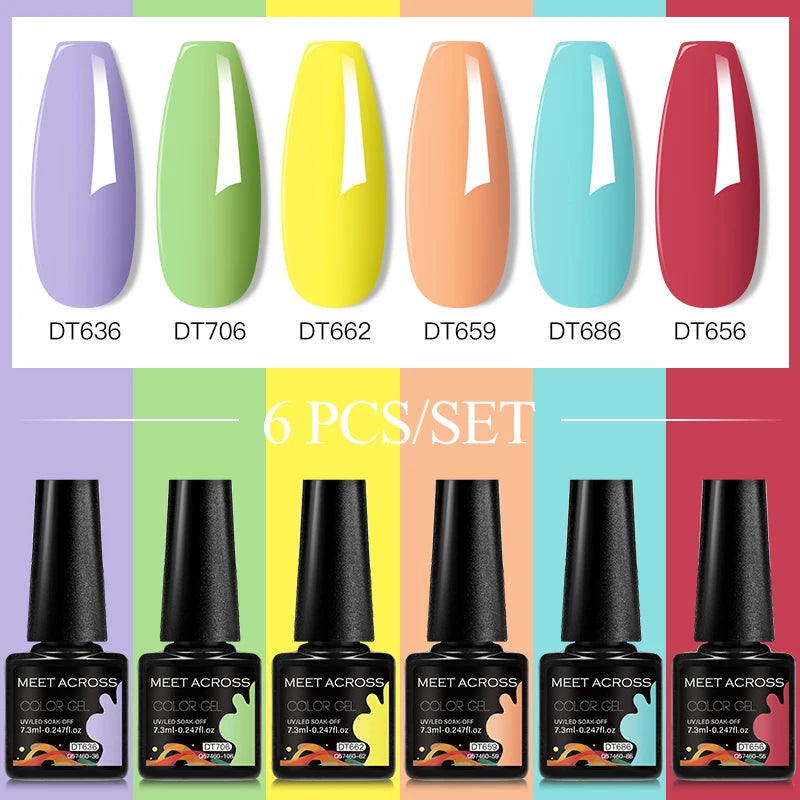 6-Color UV LED Gel Polish Set - Semi-Permanent Nail Art Kit