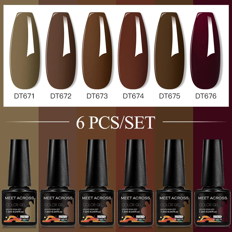 6-Color UV LED Gel Polish Set - Semi-Permanent Nail Art Kit