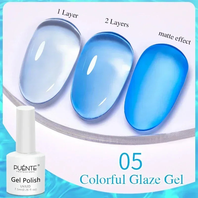 PUENTE 7.5ML Vibrant Blue Cat Eye Gel Nail Polish High Glossy Long-Lasting Soak Off UV Semi-Permanent Nail Art Varnish Manicure