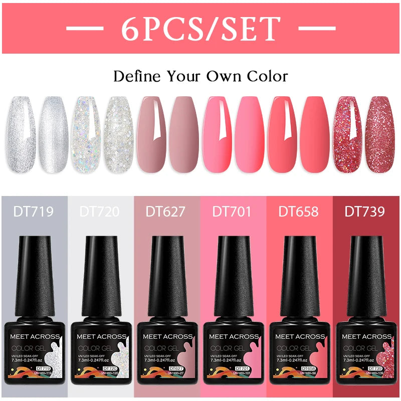 6-Color UV LED Gel Polish Set - Semi-Permanent Nail Art Kit