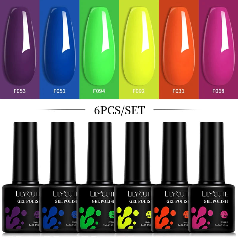 6-Piece Pink Gel Polish Set – Bright & Pastel Shades for Nail Art