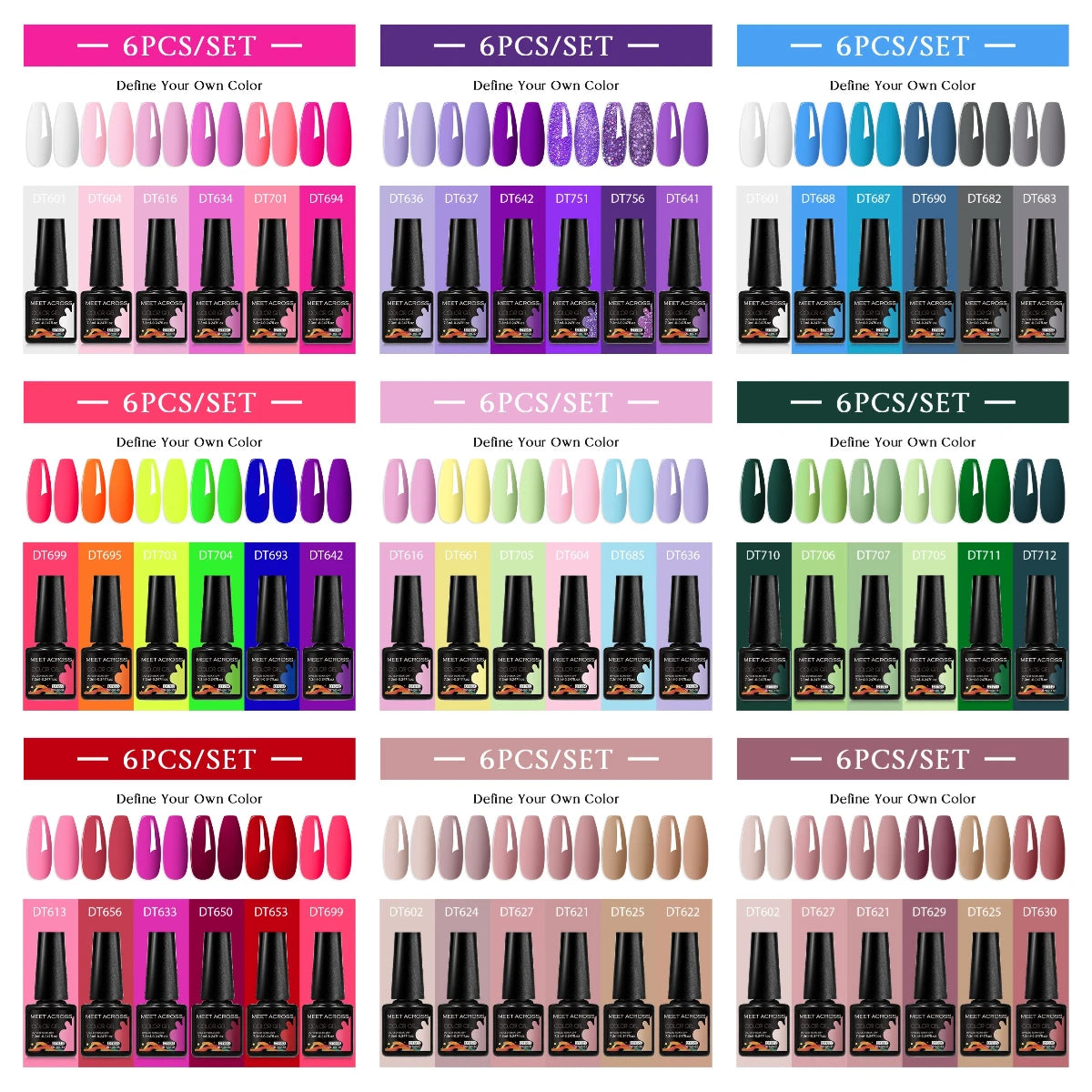 6-Color UV LED Gel Polish Set - Semi-Permanent Nail Art Kit