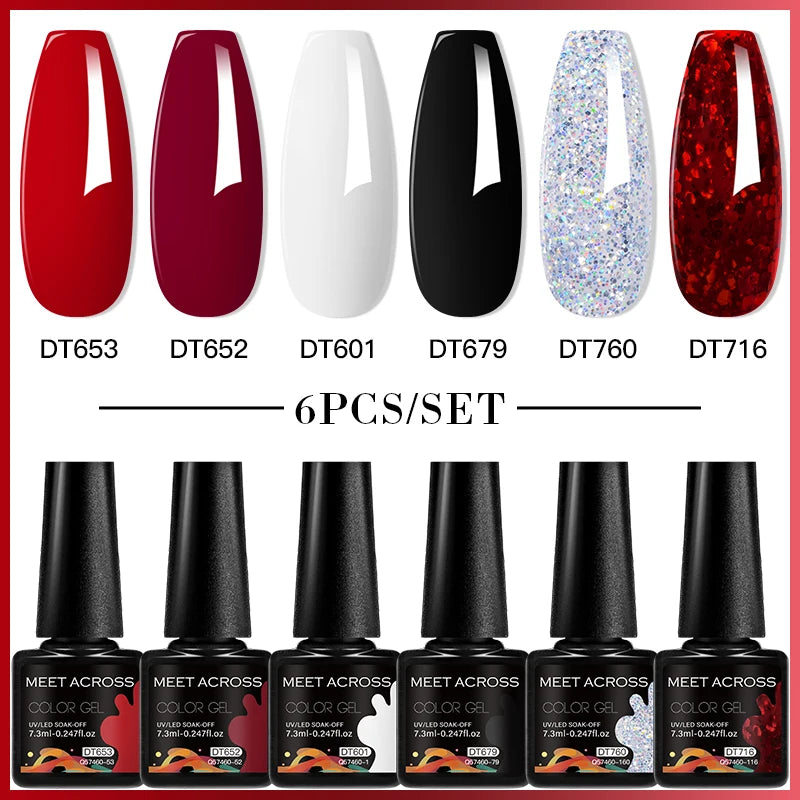 6-Color UV LED Gel Polish Set - Semi-Permanent Nail Art Kit
