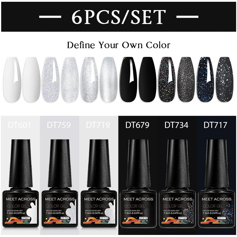 6-Color UV LED Gel Polish Set - Semi-Permanent Nail Art Kit