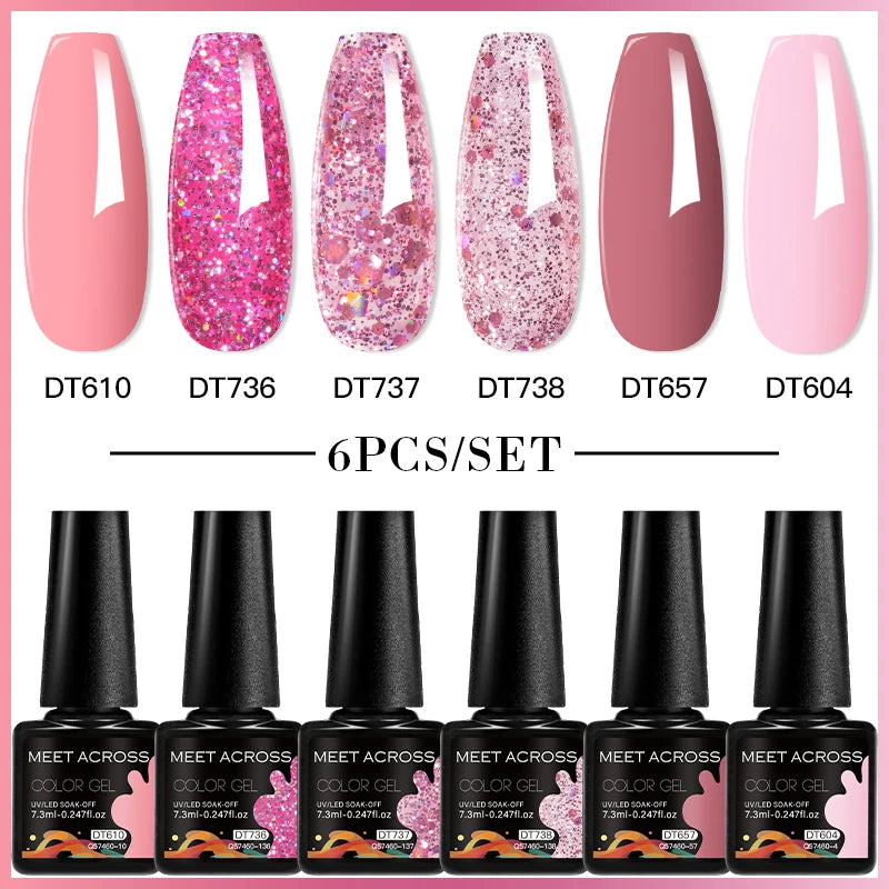 6-Color UV LED Gel Polish Set - Semi-Permanent Nail Art Kit