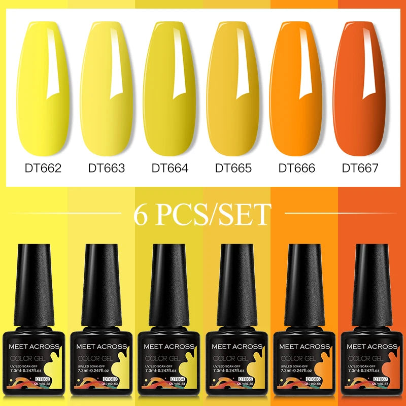 6-Color UV LED Gel Polish Set - Semi-Permanent Nail Art Kit