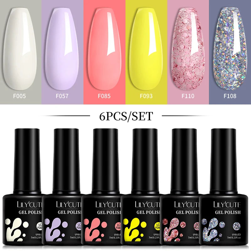 6-Piece Pink Gel Polish Set – Bright & Pastel Shades for Nail Art