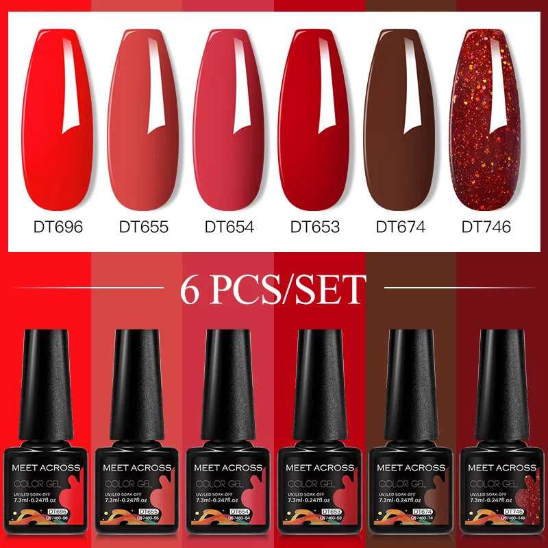 6-Color UV LED Gel Polish Set - Semi-Permanent Nail Art Kit