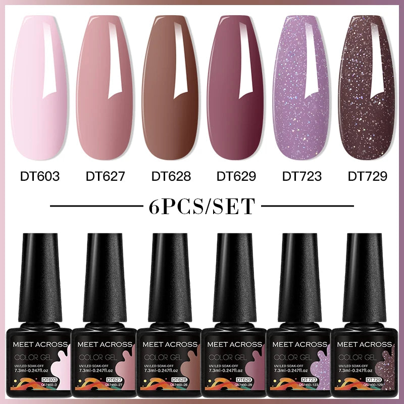 6-Color UV LED Gel Polish Set - Semi-Permanent Nail Art Kit