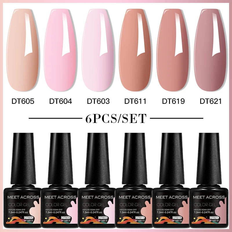 6-Color UV LED Gel Polish Set - Semi-Permanent Nail Art Kit