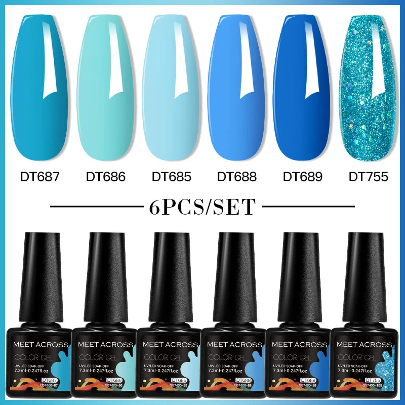 6-Color UV LED Gel Polish Set - Semi-Permanent Nail Art Kit