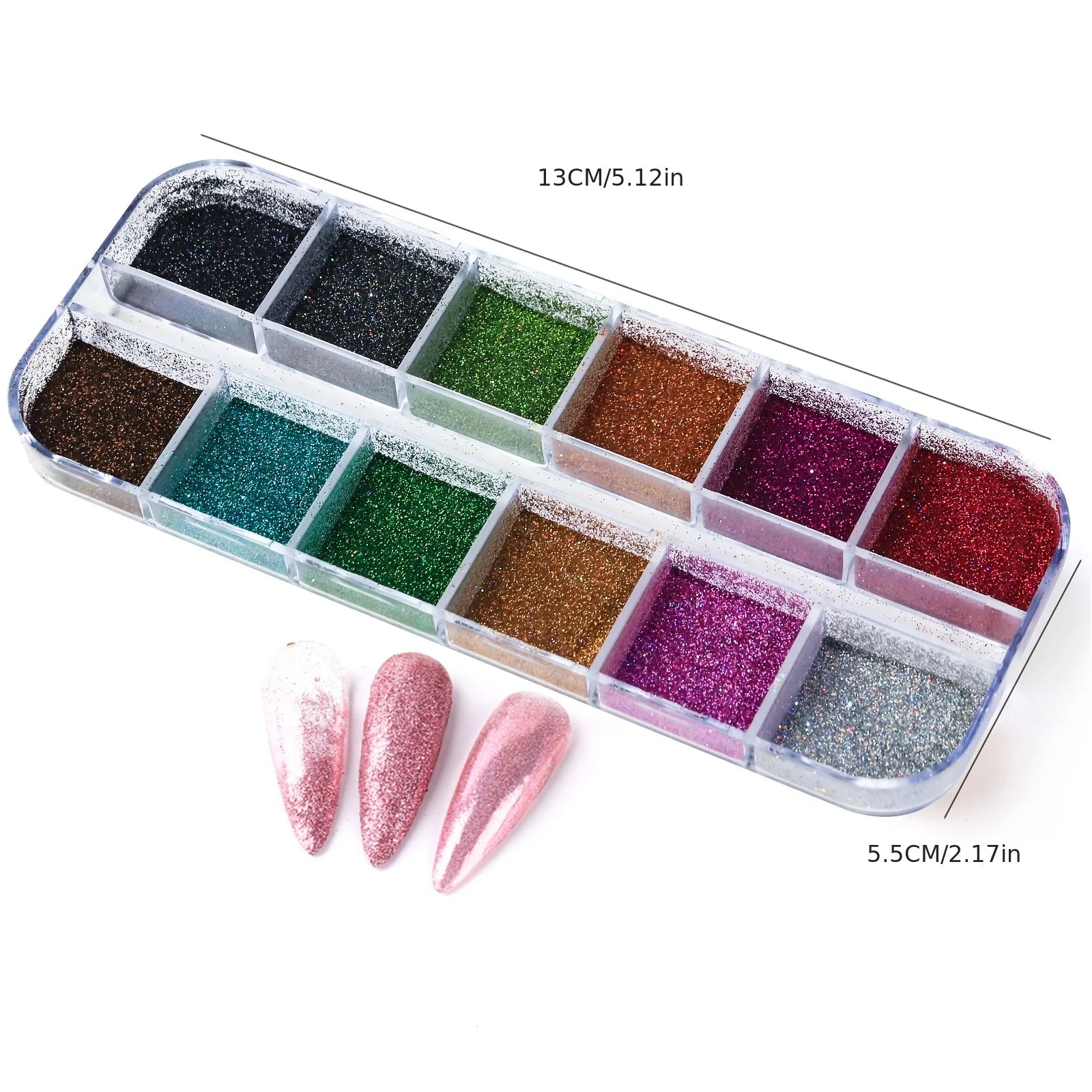 Holographic Chrome Nail Powder Set - Holo Silver, Black & Pink Laser Pigments