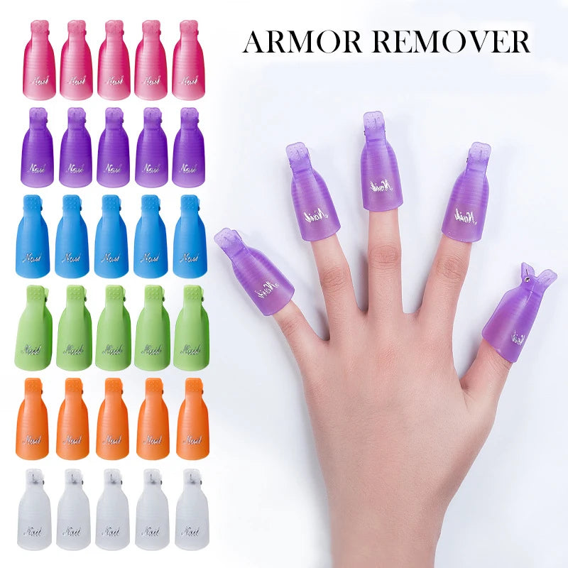 Gel Polish Soak-Off Clips – 10pcs Reusable Acrylic Nail Remover Caps
