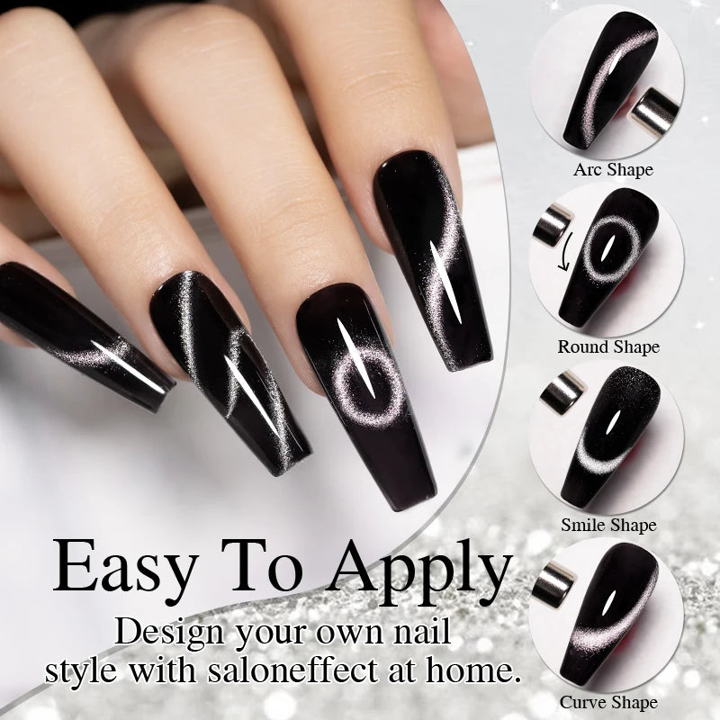 Ultra-Bright Black Cat Eye Magnetic Gel Nail Polish - 7.5ml
