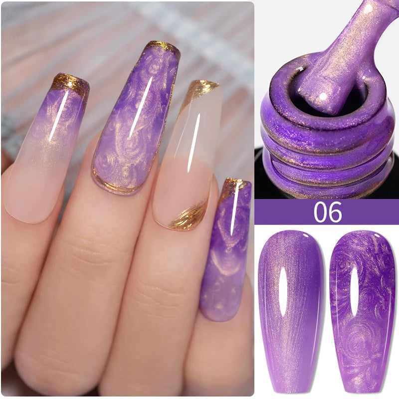 PUENTE 7.5ML Vibrant Blue Cat Eye Gel Nail Polish High Glossy Long-Lasting Soak Off UV Semi-Permanent Nail Art Varnish Manicure