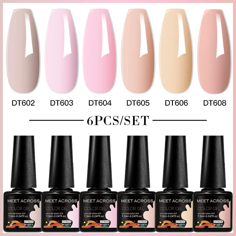 6-Color UV LED Gel Polish Set - Semi-Permanent Nail Art Kit