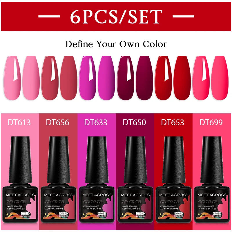 6-Color UV LED Gel Polish Set - Semi-Permanent Nail Art Kit