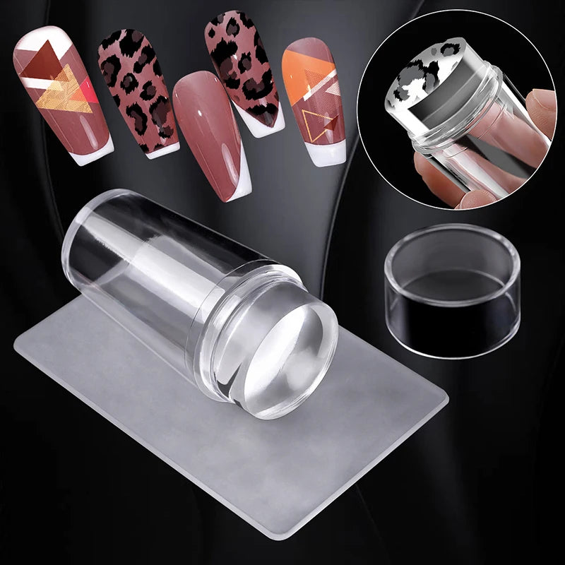 Nail Art Stamping Kit – French Manicure Design Plates with Stamper & Scraper