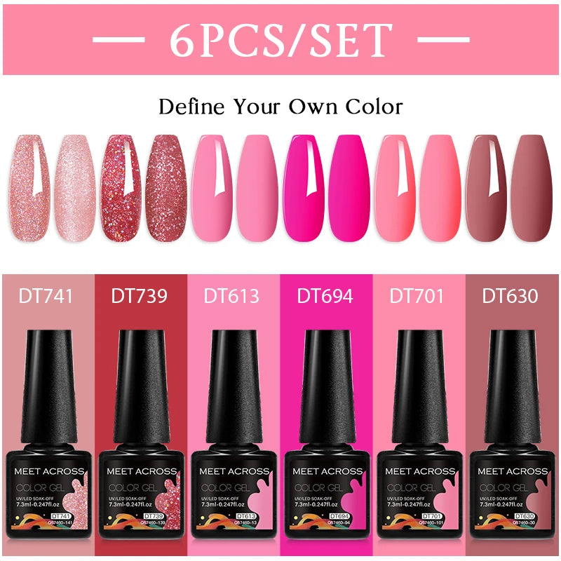 6-Color UV LED Gel Polish Set - Semi-Permanent Nail Art Kit