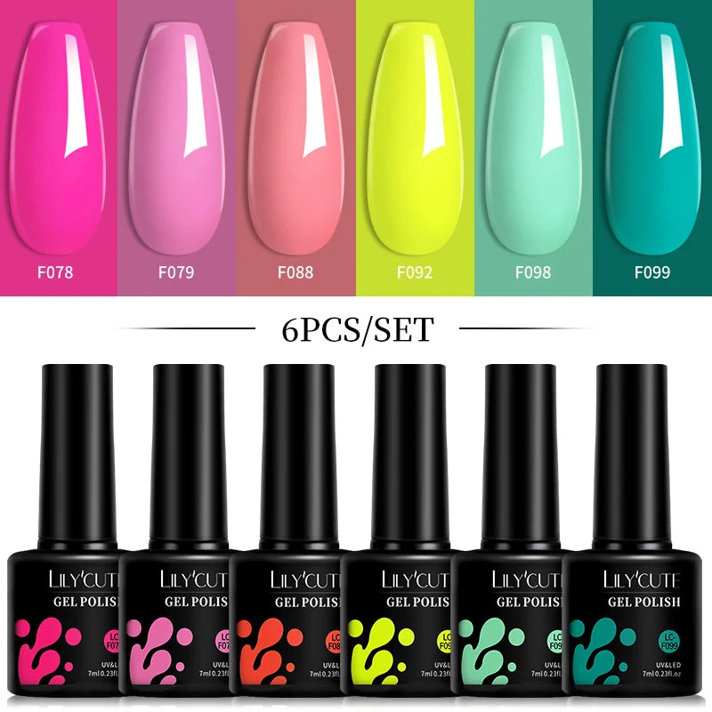 6-Piece Pink Gel Polish Set – Bright & Pastel Shades for Nail Art