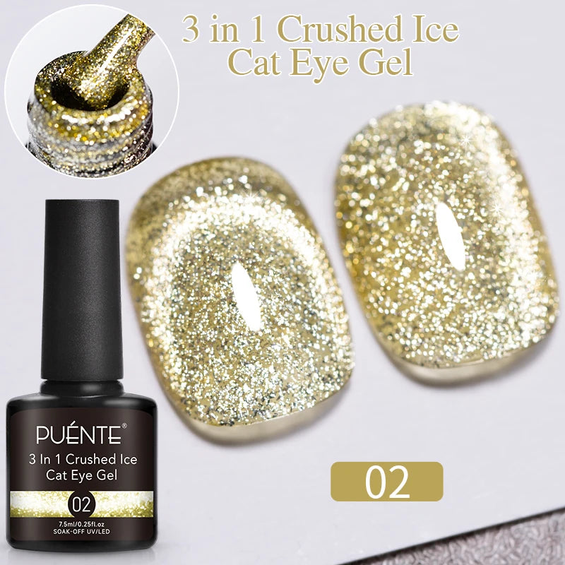 PUENTE 7.5ML Vibrant Blue Cat Eye Gel Nail Polish High Glossy Long-Lasting Soak Off UV Semi-Permanent Nail Art Varnish Manicure