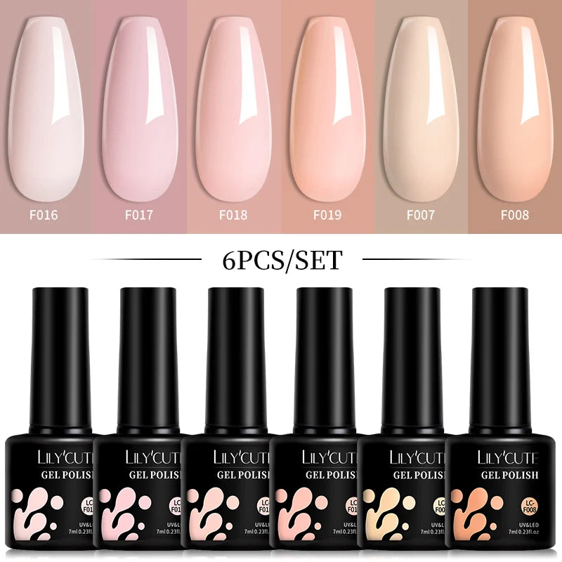 6-Piece Pink Gel Polish Set – Bright & Pastel Shades for Nail Art