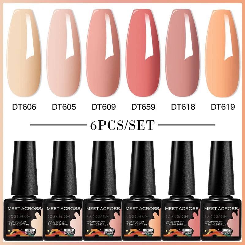6-Color UV LED Gel Polish Set - Semi-Permanent Nail Art Kit