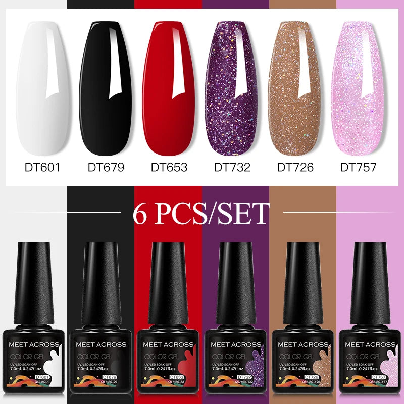 6-Color UV LED Gel Polish Set - Semi-Permanent Nail Art Kit