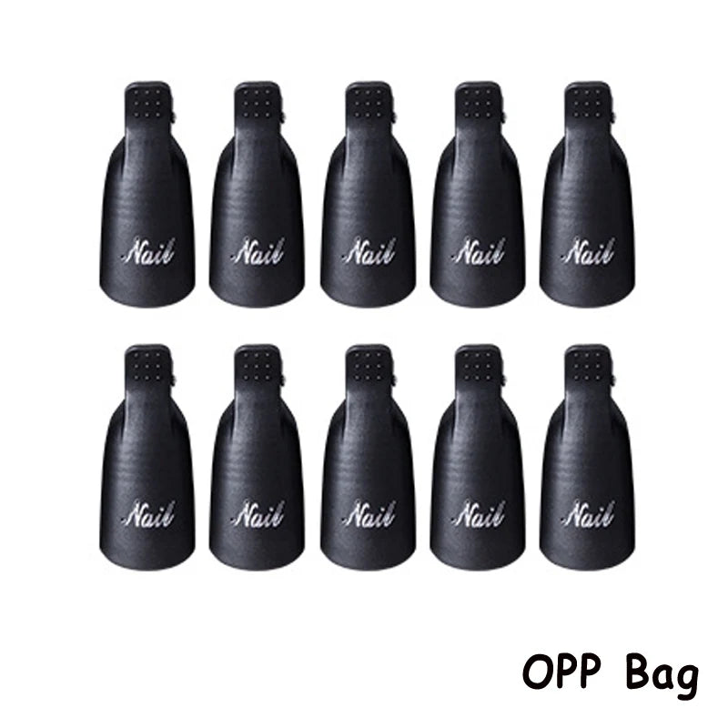 Gel Polish Soak-Off Clips – 10pcs Reusable Acrylic Nail Remover Caps