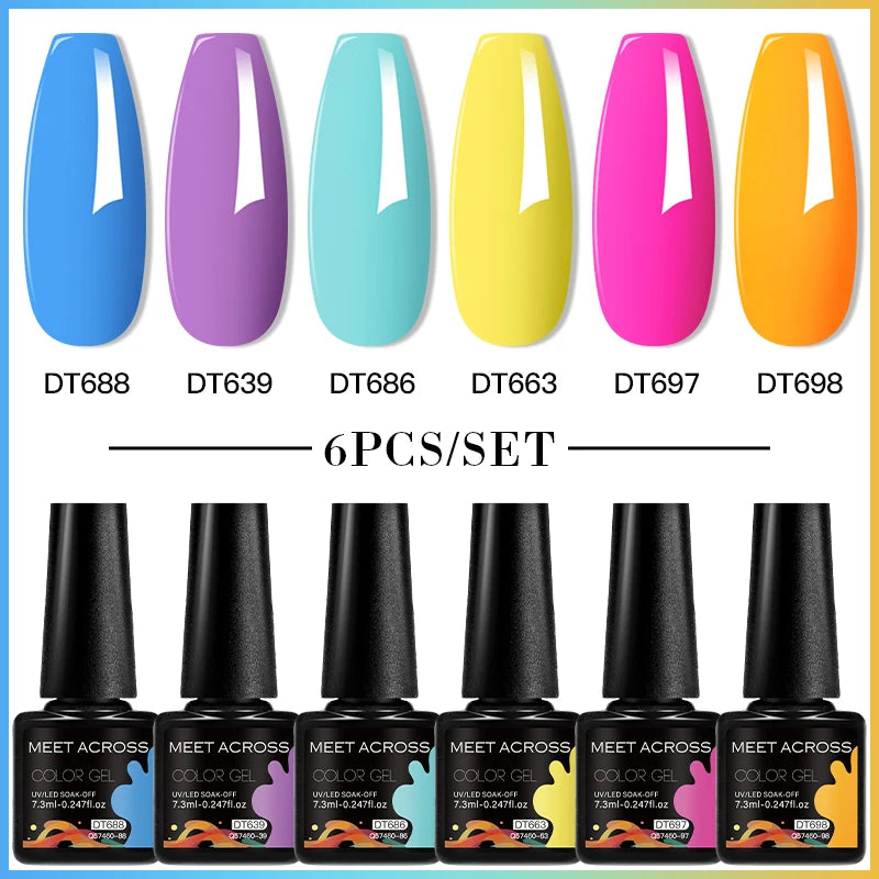 6-Color UV LED Gel Polish Set - Semi-Permanent Nail Art Kit