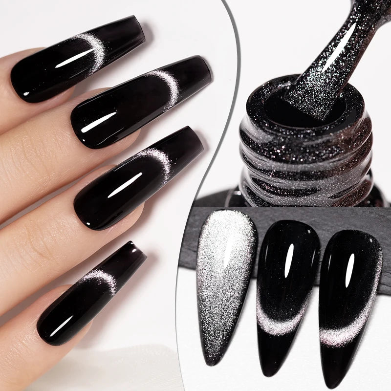 Ultra-Bright Black Cat Eye Magnetic Gel Nail Polish - 7.5ml