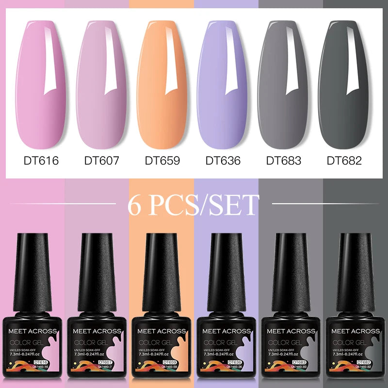 6-Color UV LED Gel Polish Set - Semi-Permanent Nail Art Kit