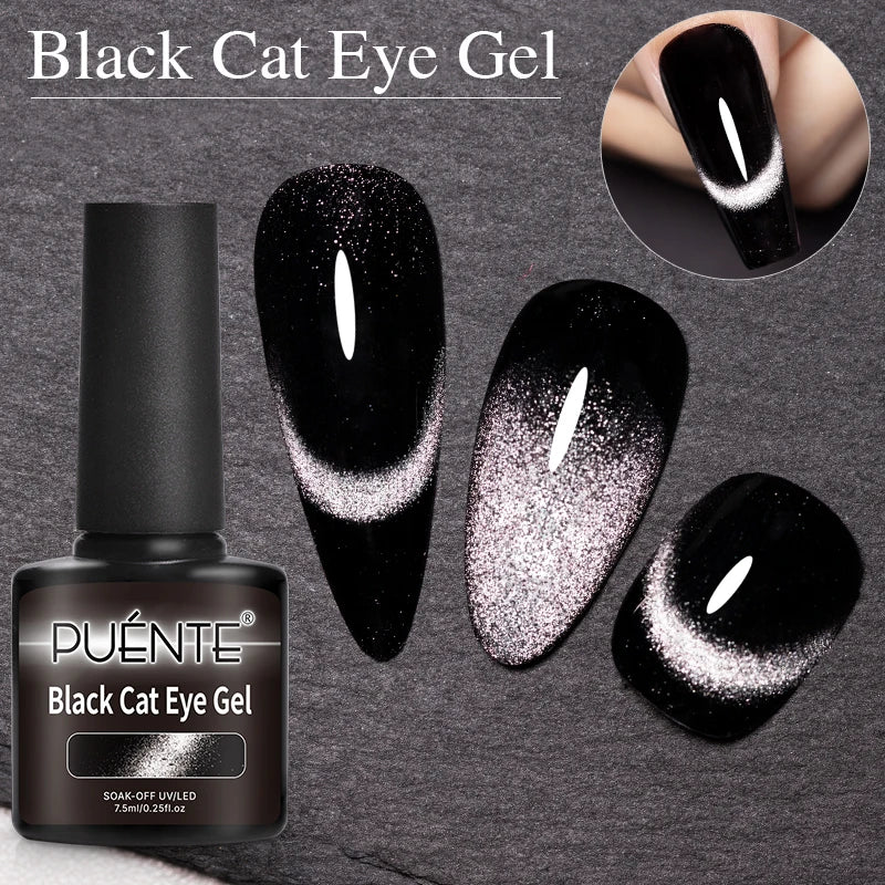 Ultra-Bright Black Cat Eye Magnetic Gel Nail Polish - 7.5ml