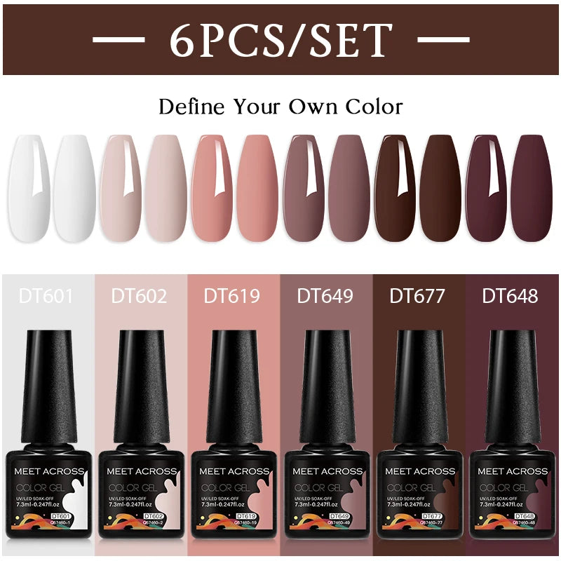 6-Color UV LED Gel Polish Set - Semi-Permanent Nail Art Kit