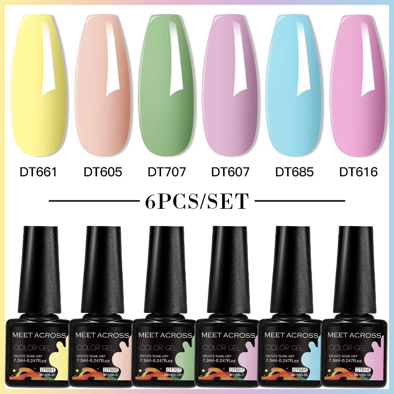 6-Color UV LED Gel Polish Set - Semi-Permanent Nail Art Kit