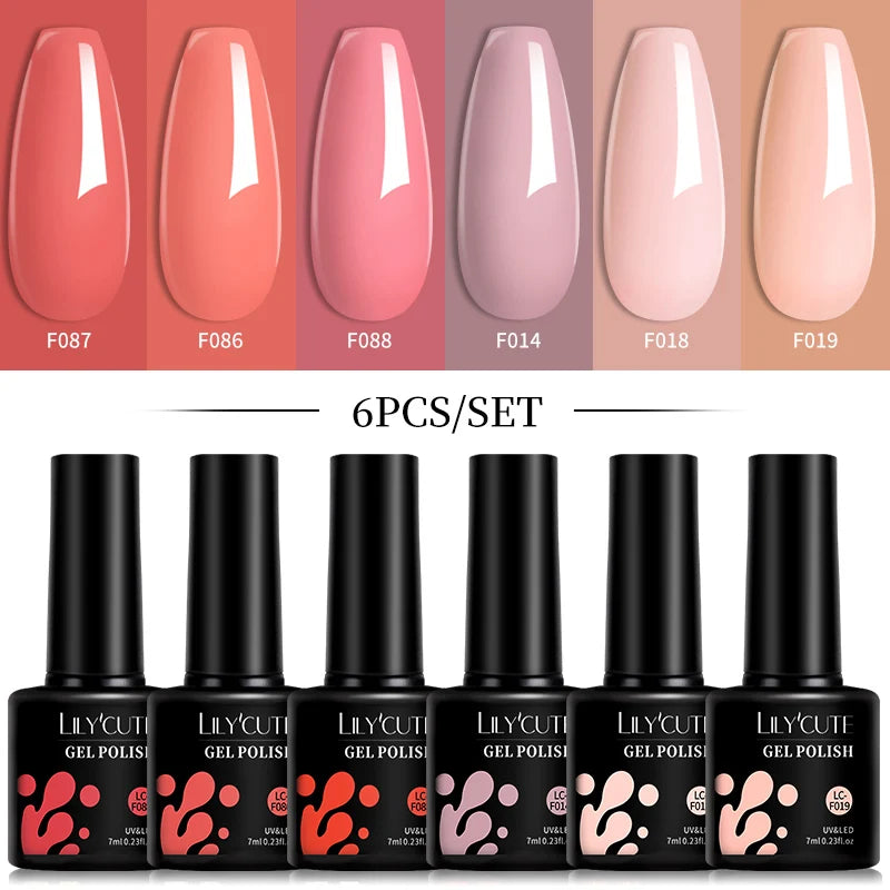6-Piece Pink Gel Polish Set – Bright & Pastel Shades for Nail Art