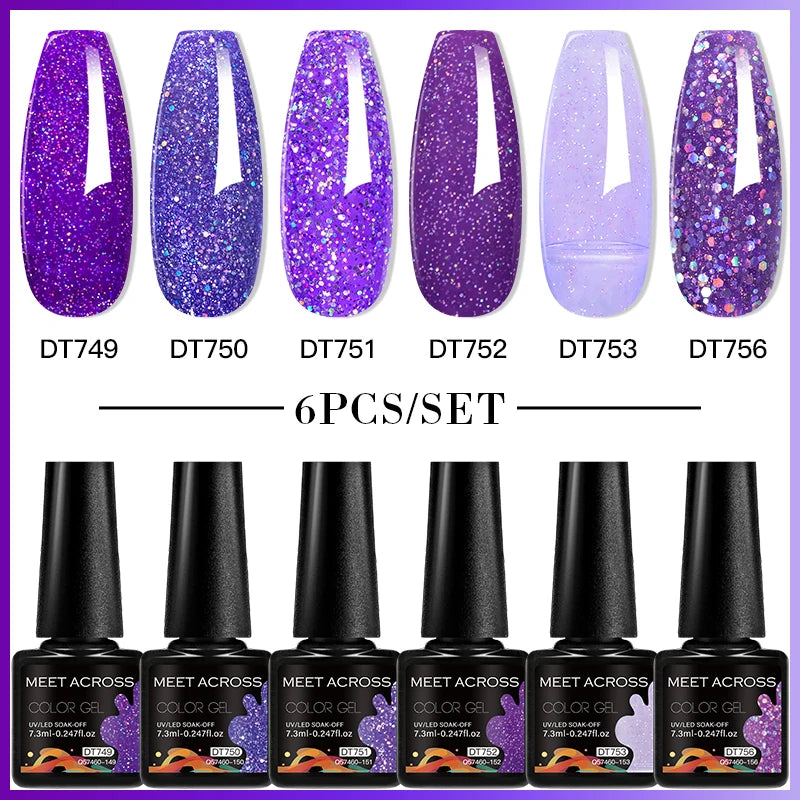 6-Color UV LED Gel Polish Set - Semi-Permanent Nail Art Kit