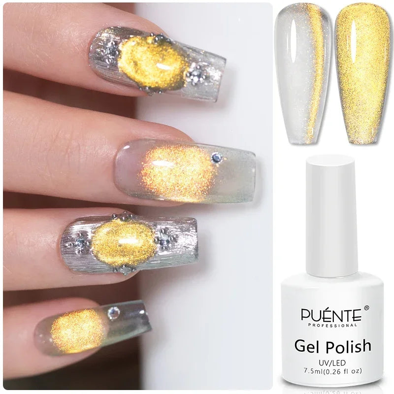 7.5ML Ocean Blue Cat Eye Gel Nail Polish High Glossy Cat Magnetic Nail Gel Soak Off UV Semi-Permanent Nail Art Varnish Manicure