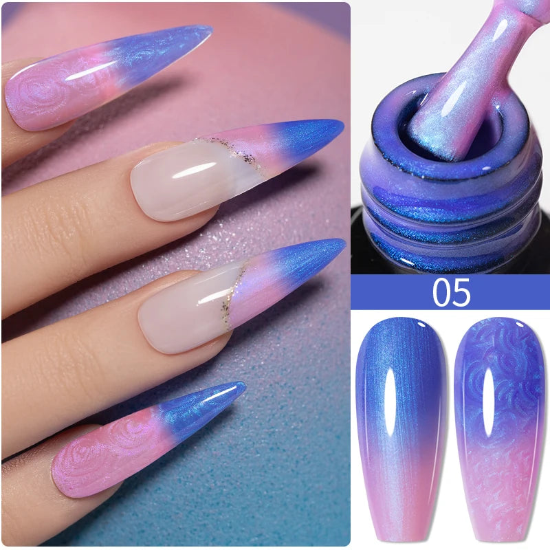 PUENTE 7.5ML Vibrant Blue Cat Eye Gel Nail Polish High Glossy Long-Lasting Soak Off UV Semi-Permanent Nail Art Varnish Manicure
