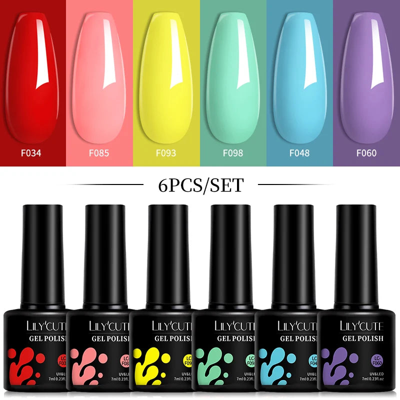 6-Piece Pink Gel Polish Set – Bright & Pastel Shades for Nail Art