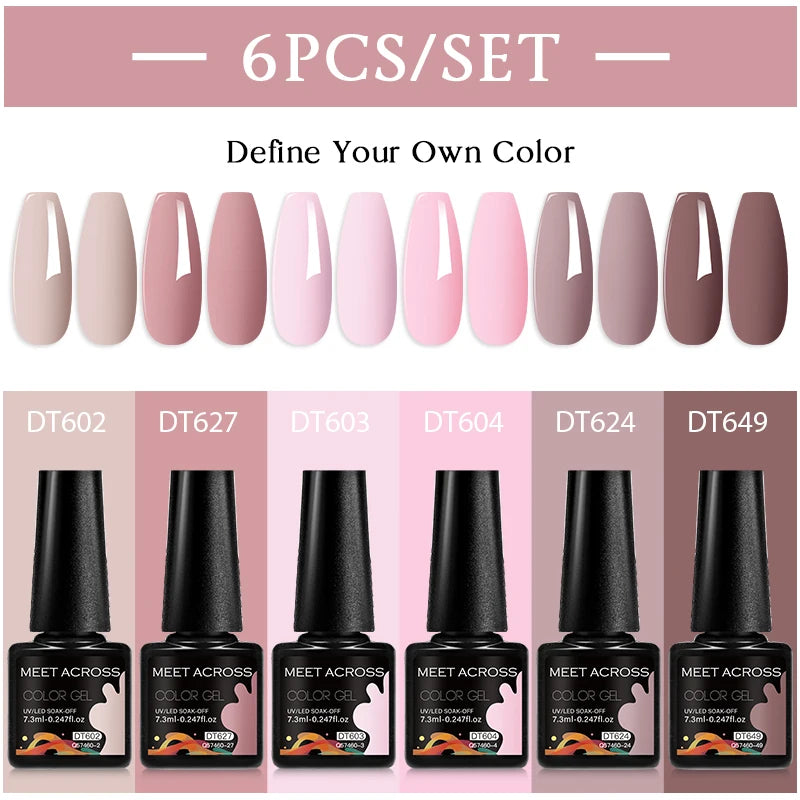 6-Color UV LED Gel Polish Set - Semi-Permanent Nail Art Kit