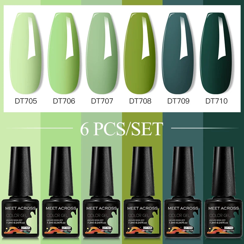 6-Color UV LED Gel Polish Set - Semi-Permanent Nail Art Kit
