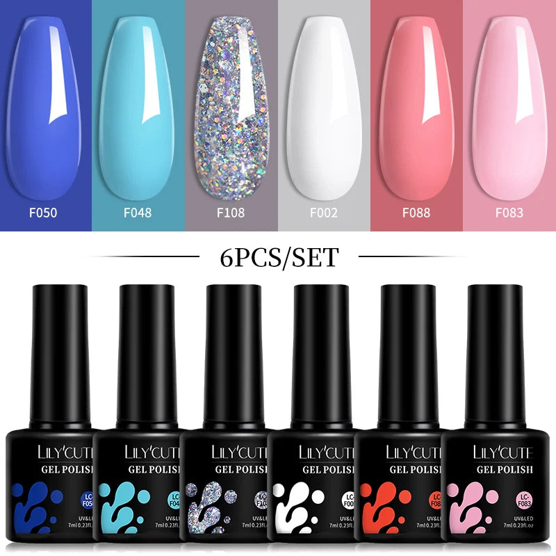 6-Piece Pink Gel Polish Set – Bright & Pastel Shades for Nail Art
