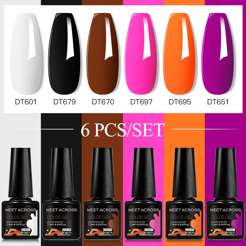 6-Color UV LED Gel Polish Set - Semi-Permanent Nail Art Kit