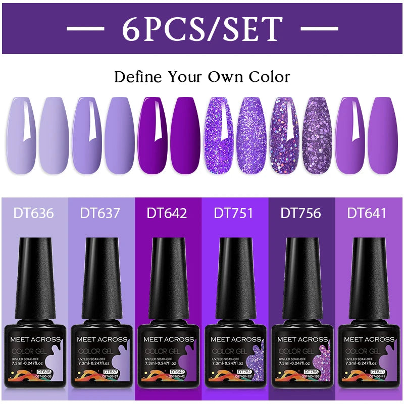6-Color UV LED Gel Polish Set - Semi-Permanent Nail Art Kit