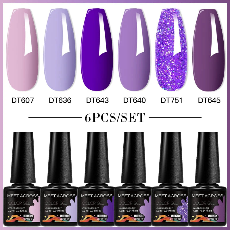 6-Color UV LED Gel Polish Set - Semi-Permanent Nail Art Kit