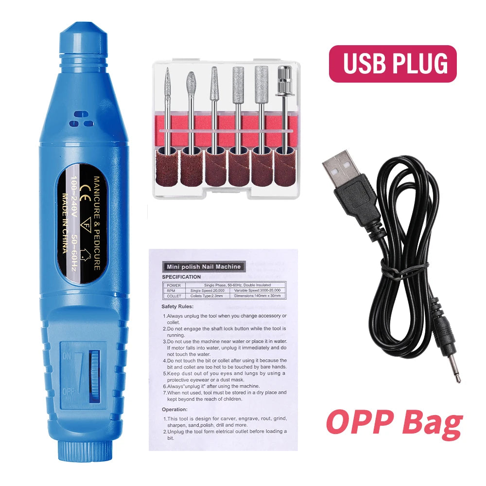6-in-1 Electric Nail Drill Kit – Professional Manicure & Gel Removal Tool