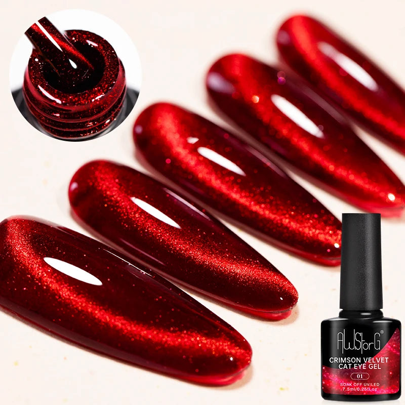 Crimson Velvet Cat Eye Magnetic Gel Nail Polish - 7.5ml
